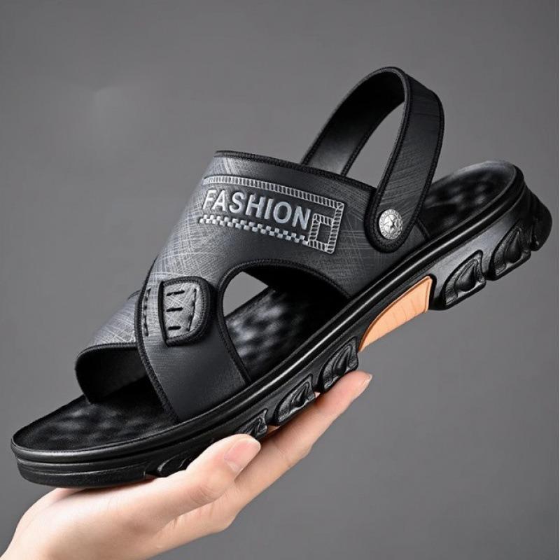 Leather sandals men's new spring casual dual-purpose dad soft sole outer wear beach men's sandals men's shoes