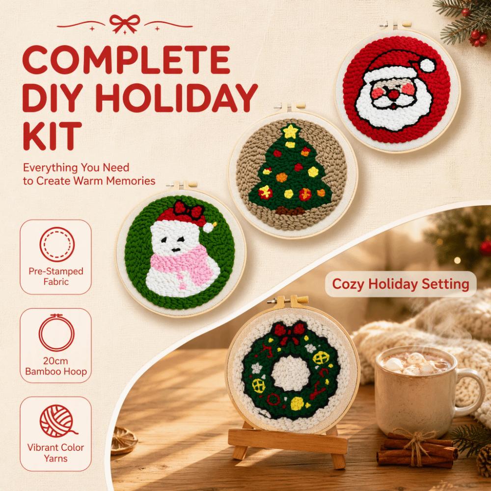 Merry Christmas Punch Needle Kit Beginner Embroidery Set Rug Hooking Kit Christmas Craft