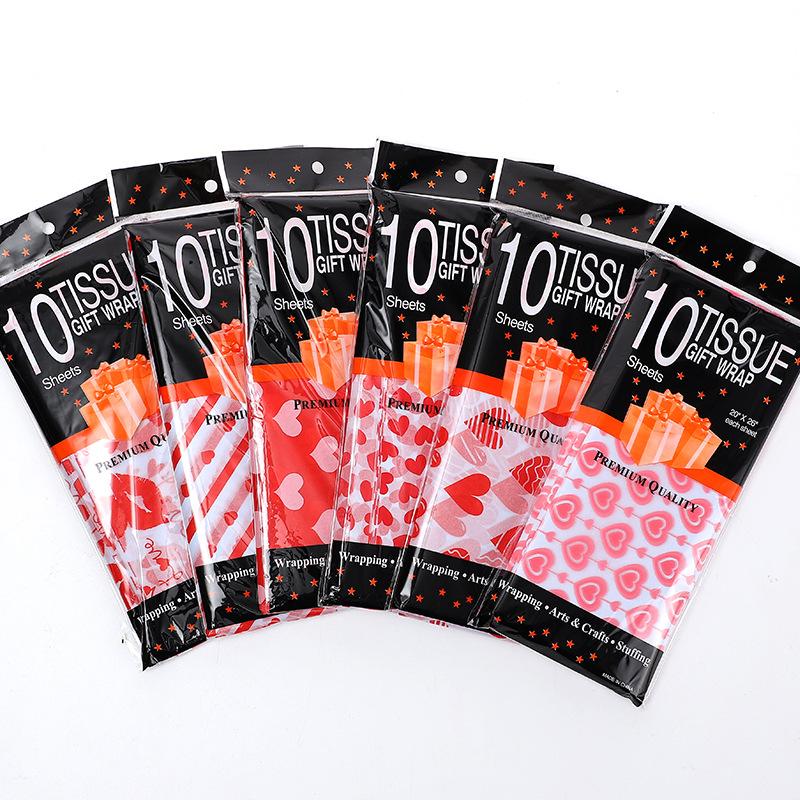 10Pcs Heart Tissue Paper for Handmade Craft Paper Diy Flowers Wrapping Gift Packing Paper Valentine's Day Wedding Party Supply