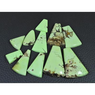 168Cts. Natural Lemon Chrysoprase Fancy Cabochon Loose Gemstone 11 Pcs Lot C-2490
