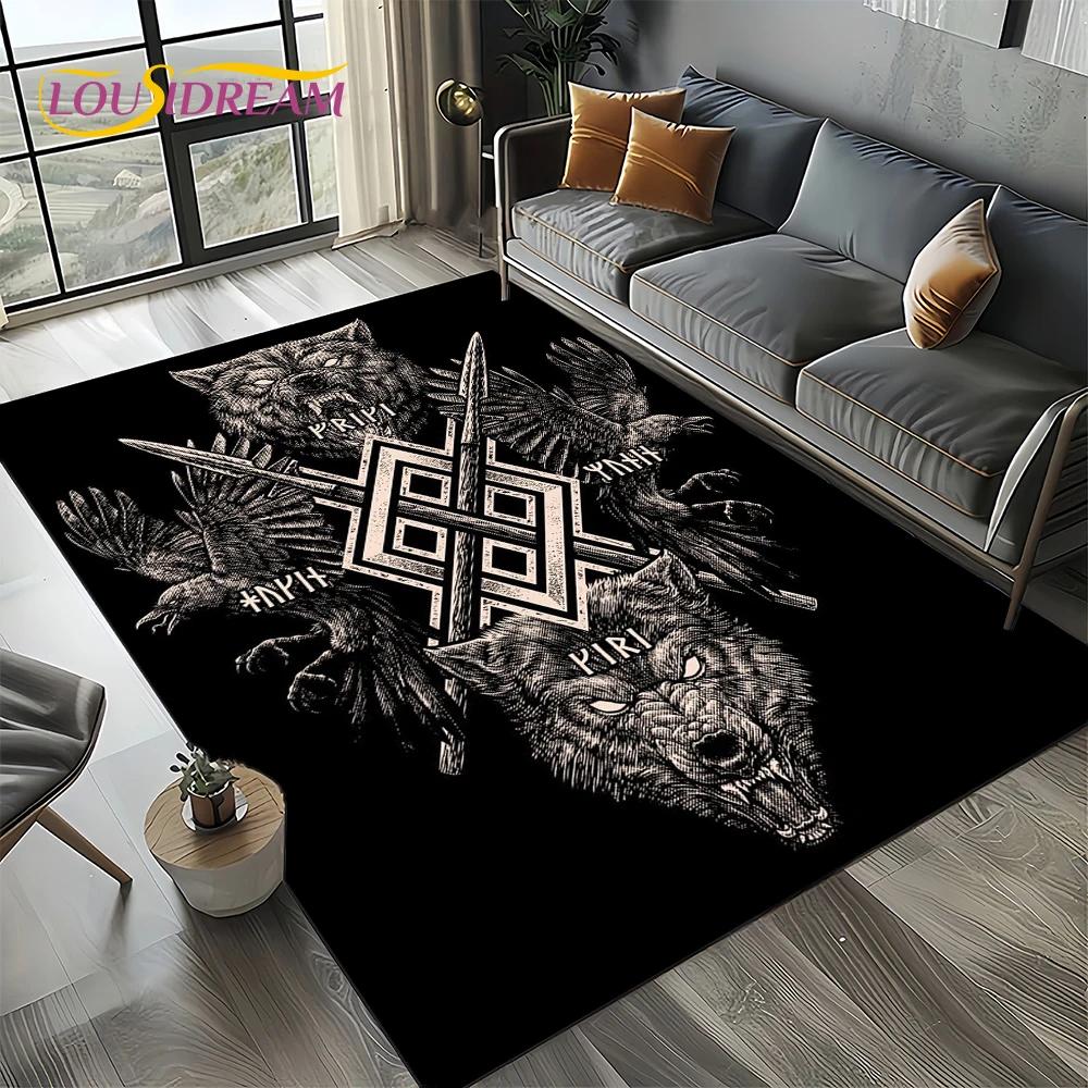 Odin Viking Symbol Valknut Nordic Valhalla Carpet Rug for Living Room Bedroom Home Sofa Decoration,Area Rug Non-slip Floor Mat