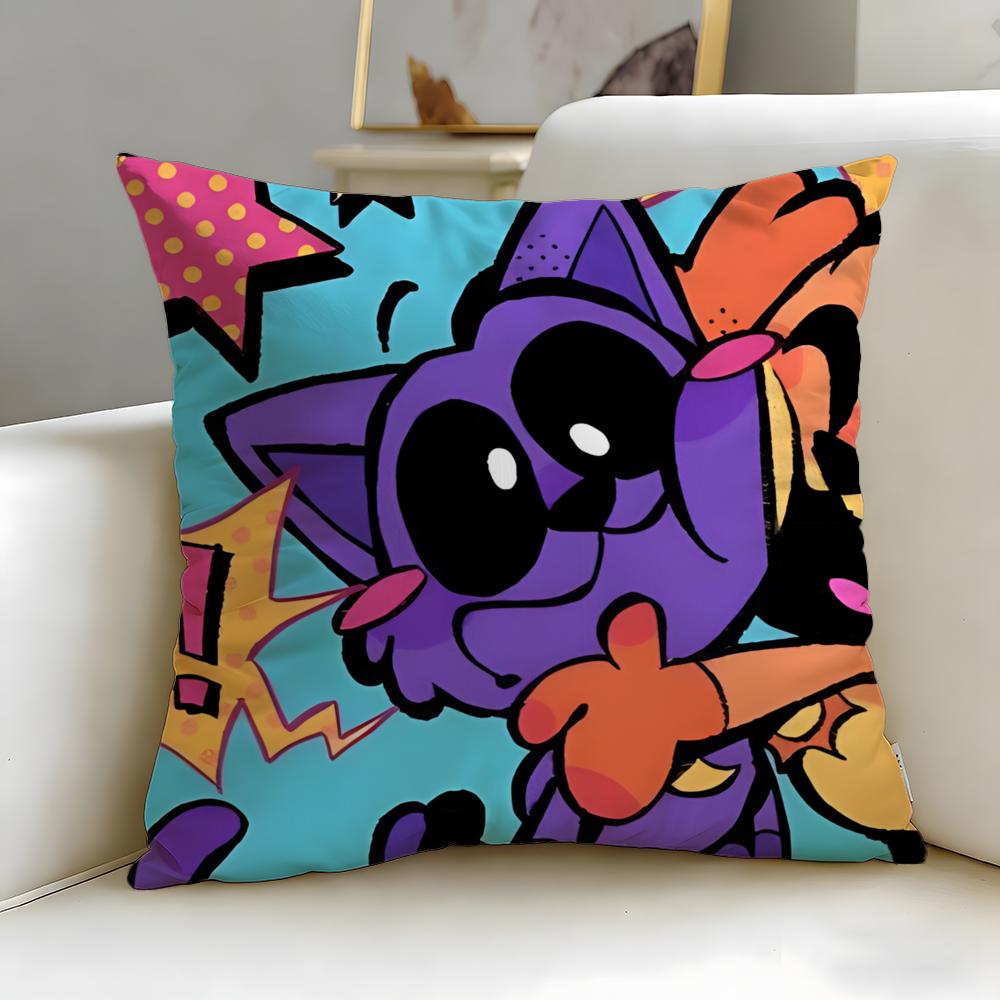 popular cartoon character Catnap Cushion Cover Soft & Easy-Wash Pillow Case – Versatile for Couch, Bed, Travel and Office