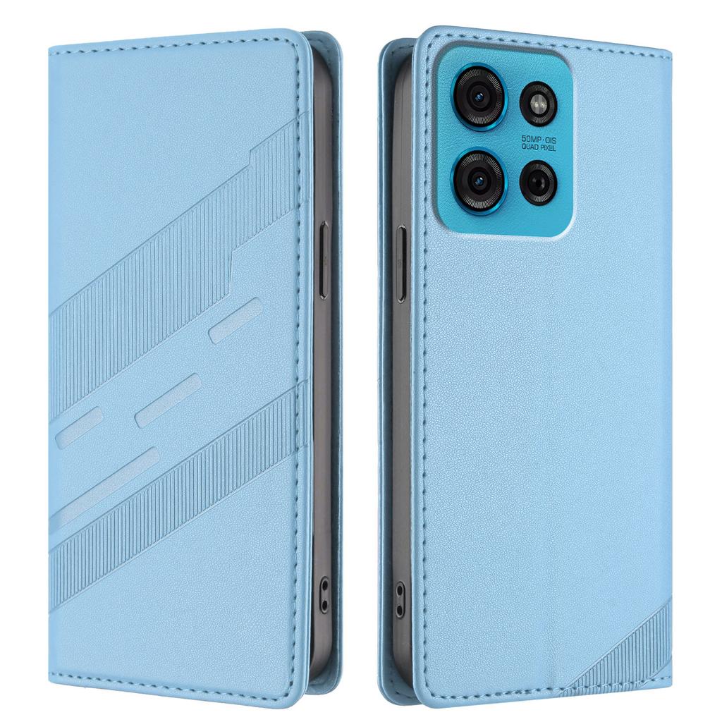 Für Motorola Moto G75 5G Handyhüllen Punk Stil Geprägtes Wallet Ständer Lederhülle