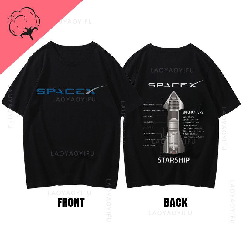 

Тема SpaceX Starship Блакитний Літні Футболки зі 100% Бавовни для Чоловіків та Жінок Новинка Крутий Принт Футболка Звичайний виріз Короткий рукав 3XL