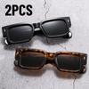 2PCS New Men's Personality Minimalist Style Sunglasses Fashion Cool Retro Rectangle Glasses  Femino UV400