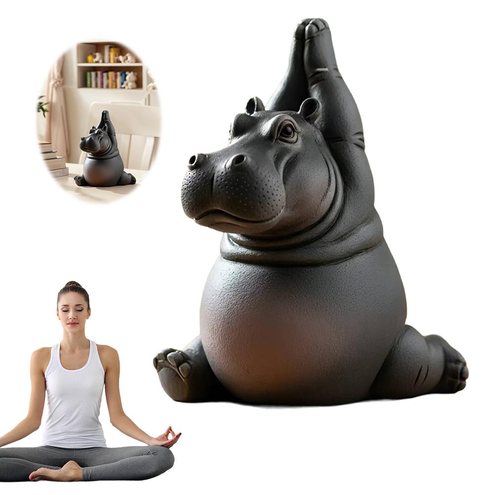 Hippo Yoga Figurine Multi-Purpose Meditation Hippopotamus Statue Creative Animal Yoga Ornament Living Room/Bedroom Decoration