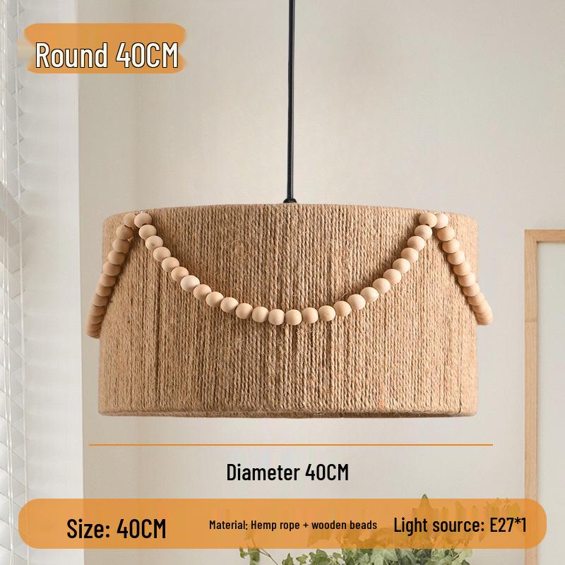 Wabi-Sabi Retro Hemp Rope Tassel Chandelier for Bedroom or Living Room