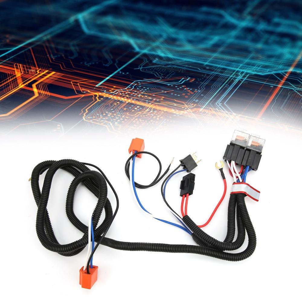 DC 12V H4 Headlight Relay Harness Ceramic Socket Relay Wiring Harness Kit Offroad Truck