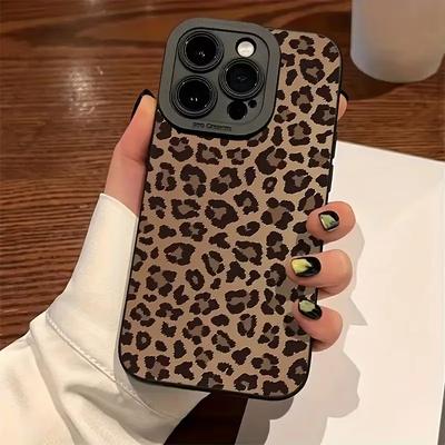 Capa de Celular com Olhos Pretos e Estampa de Leopardo Para iPhone 17 16 15 14 13 12 11 Pro Max XS X XR Plus 16E Air Capa com Para-choque à Prova de Choque