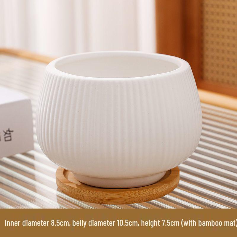 Ceramic Flower Pot with Tray for Orchids and Succulents