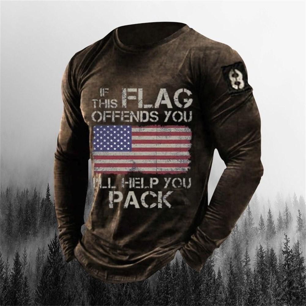 3D Printing Men's Round Neck Long Sleeves Street Trend Hip-hop Oversized Punk T-shirt Pullover Vintage Skull T-shirt