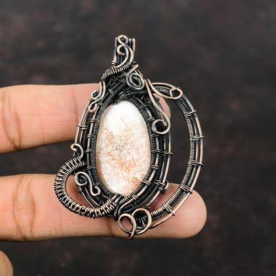 Pendentif en scolecite Pendentif enveloppé de fil de cuivre Pendentif délicat Bijoux en scolecite Pendentif étonnant fait à la main Bijoux en cuivre avec pierres précieuses Cadeau pour maman