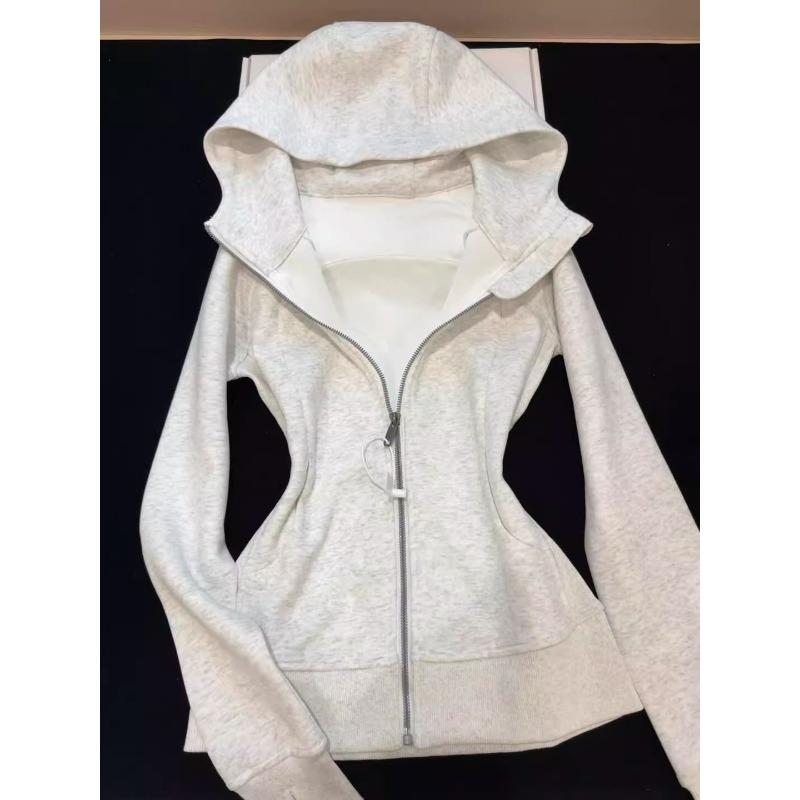 Streetwear Black Hoodie Coat Women's Clothing Hooded Zipper Slim Fit Y2k Jackets Casual Fashion Sweatshirts Ropa Mujer