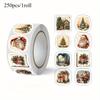 250pcs Vintage Christmas Stickers Self Adhesive Gift Wrapping Card Scrapbooking Christmas Tree Decoration Festive Craft Supplies