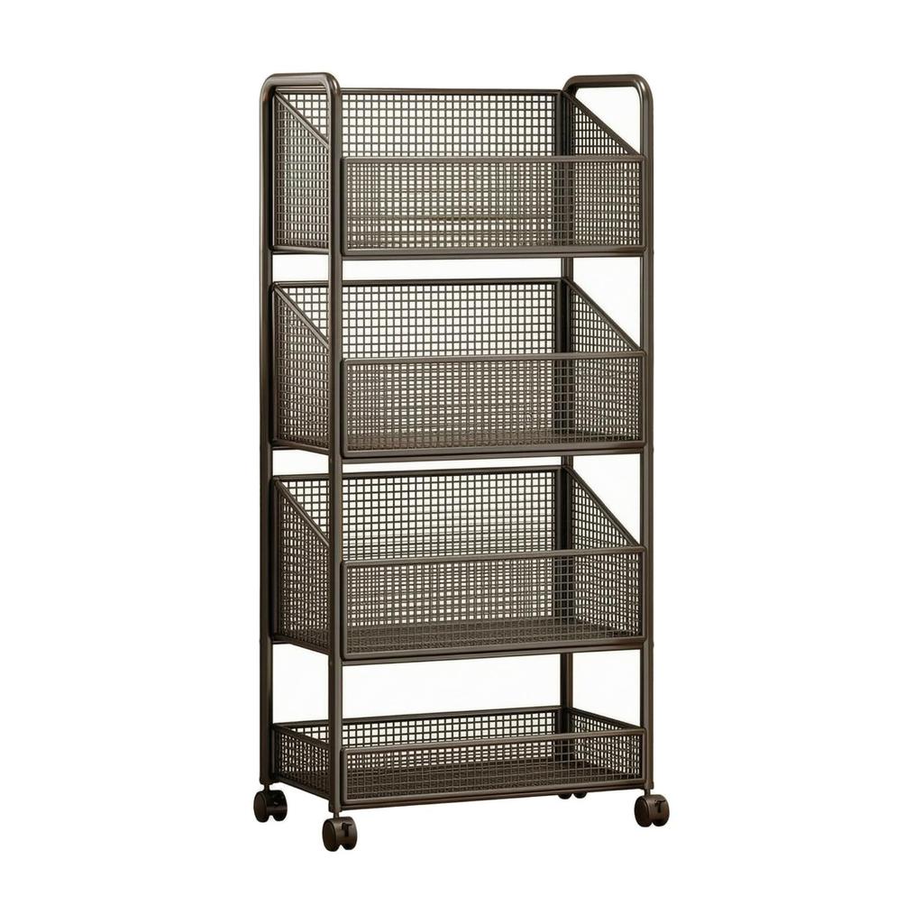 Freestanding Wire-Mesh Storage Rack with Guardrails Narrow Standing