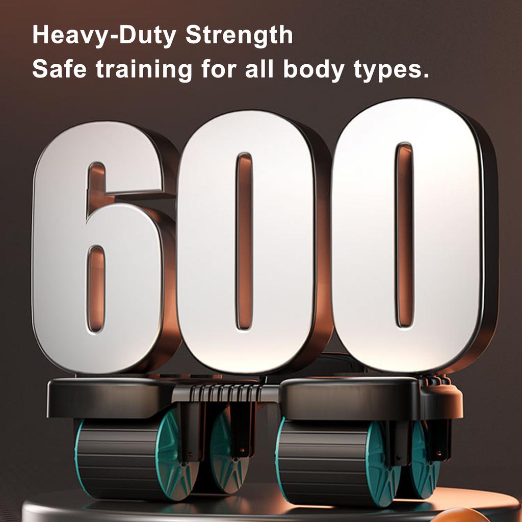 Automatic Rebound Ab Wheel with Elbow Support & 4-Wheel Stability – Includes Timer