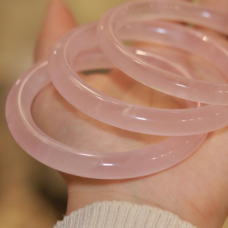 

New Natural Ice Pink Crystal Jade Bracelet Sweet Pink Girly Translucent Jade Crystal Bracelet 54-56Ring size
