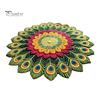 Bedroom Floor Mat Peacock Feathers Area Rug Round Feather Flower Non-Slip Living Room Decorative for Dining