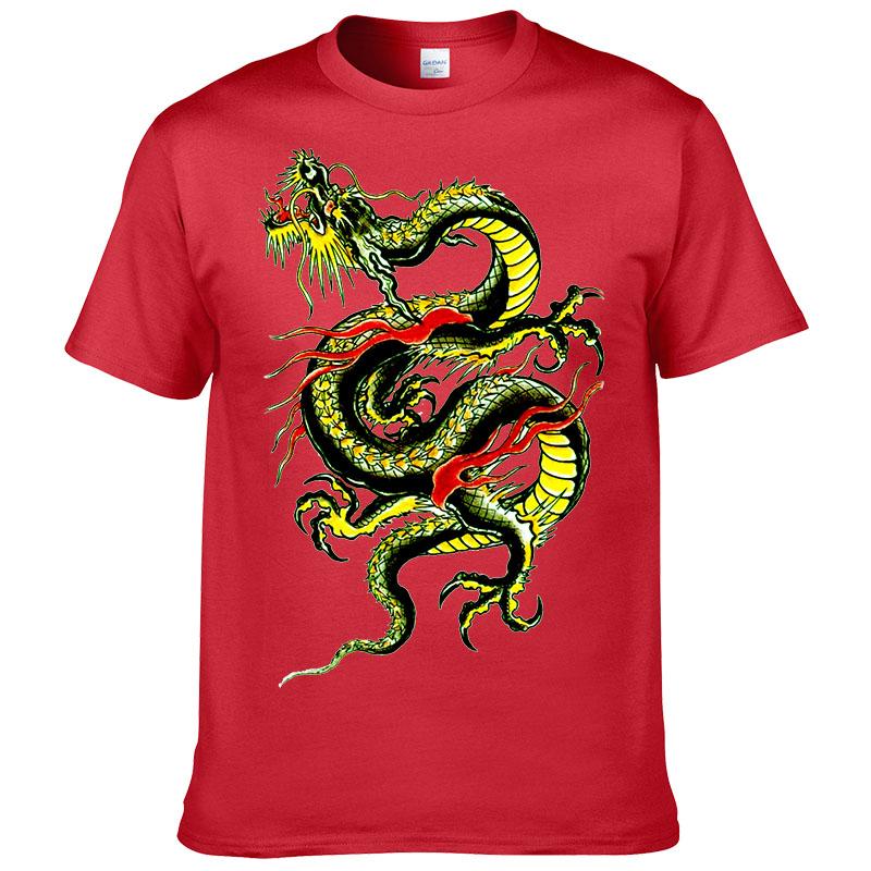 Streetwear Kurzarm T-Shirt Herren Sommer Baumwolle Druck Drachen T-Shirt Mode Lässig Harajuku Kleidung Kleidung F195