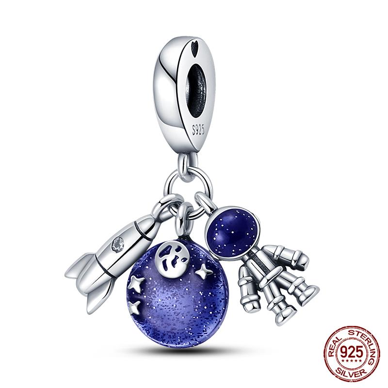 Fashion Copper Astronaut Space Series Charms Beads Fit Qikaola Original Bracelets Diy Anniversary Jewelry