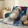 Christmas cat Printed Flannel Blanket, soft throw for bedroom sofa, washable, Christmas present, great gift.