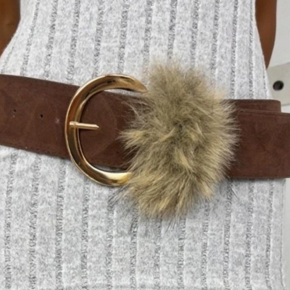 Suede Women Waistband Faux Fur Wide Belt Ins Waist Belt  Waist Accessories