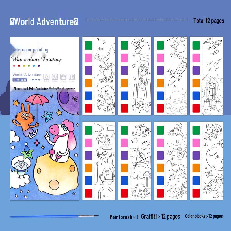 Children's Portable Watercolor and Gouache Doodle Book for Kindergarten