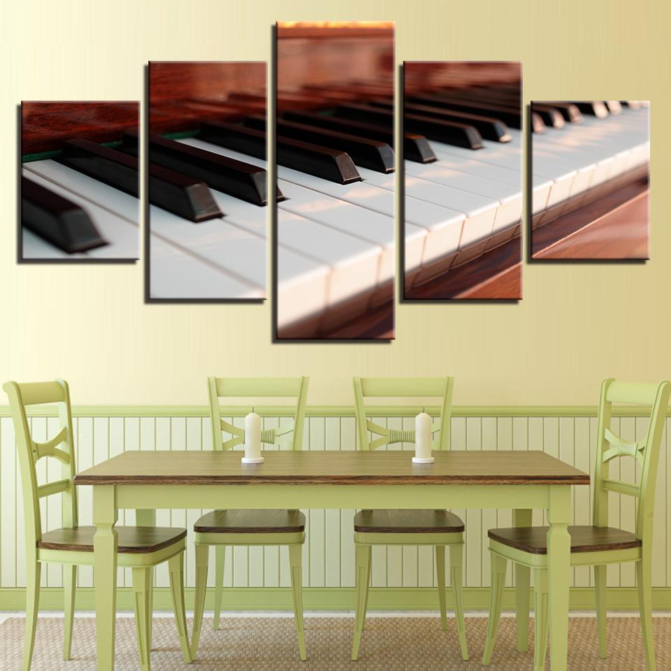 Wall Art Canvas Paintings Modern Living Room Framework 5 Pieces Piano Keys Music Home Decoration Modular HD Prints Pictures