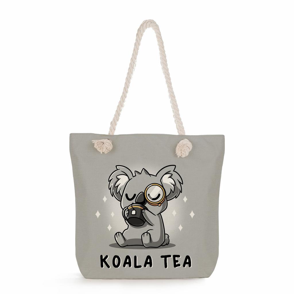 Koala print thick rope single-shoulder beach bag 7265