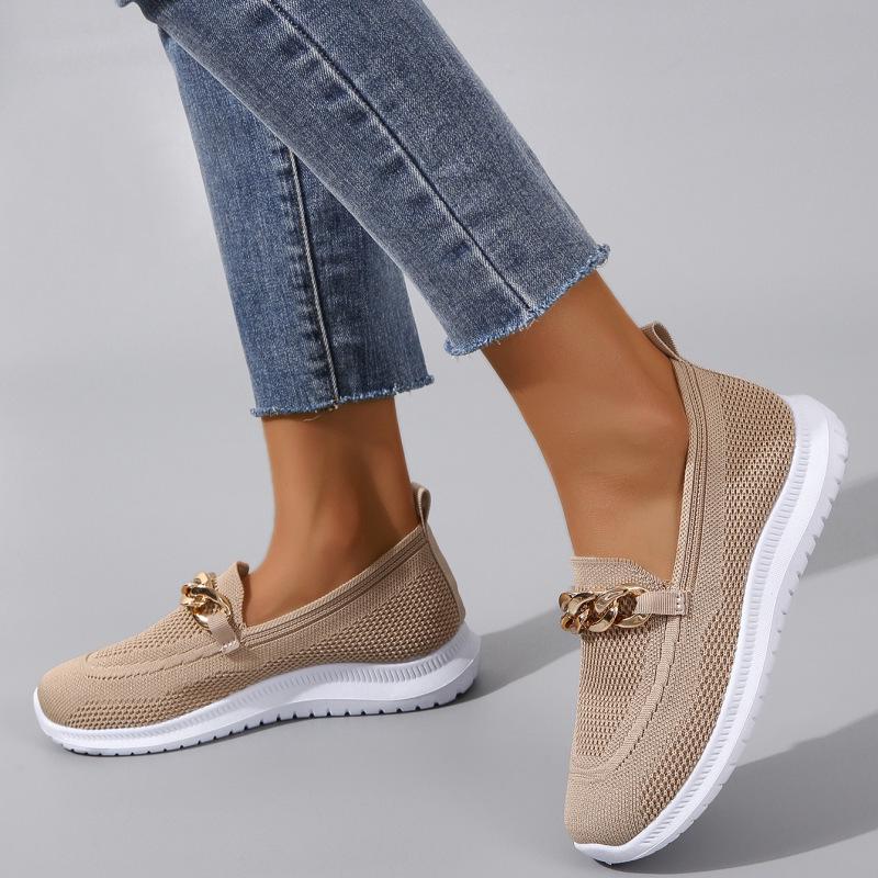 Women's Thick-Soled Knit Loafers - Breathable, Soft, Slip-On Sneakers