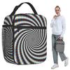 Psychedelic Swirl In Blue Red And Gold Insulated Lunch Bag for Kids School Cooler Thermal Food Box Tote Lunch Boxes Container