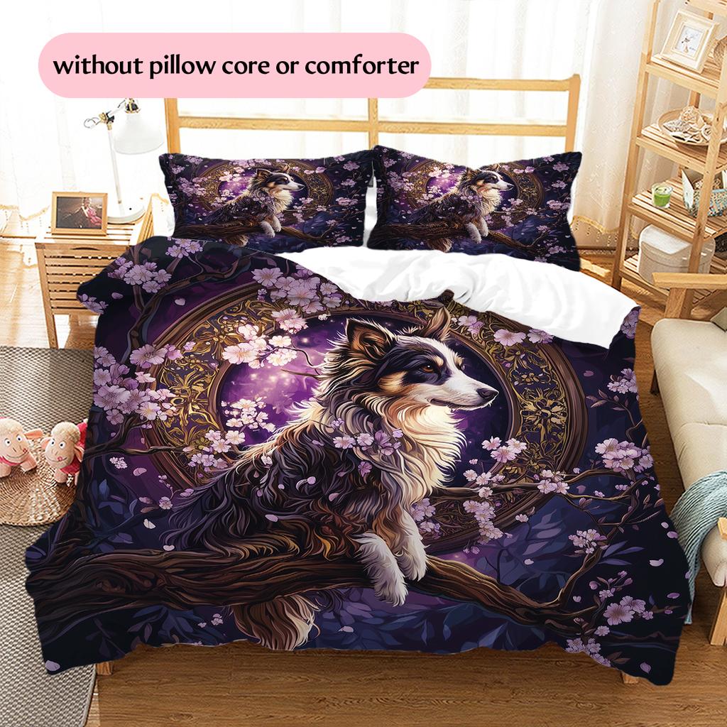 Australian Shepherd Dog Pattern Bedding Home Decoration Birthday Gift (1 * Duvet Cover + 2 * Pillowcase, Without Core)