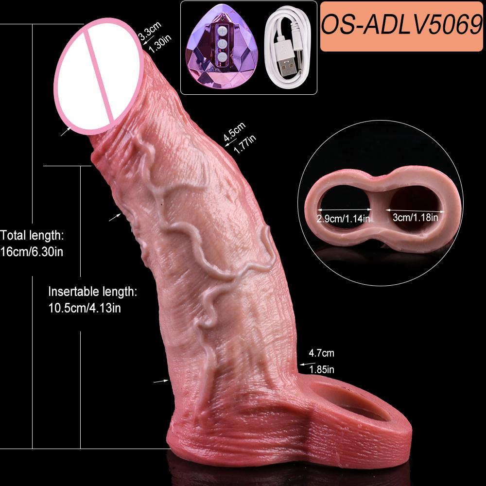 SXXY Skin Feeling Wireless Control Vibrating Penis Sleeve Cock Ring Girth Increase Sheath Extender Vaginal Anal G-Spot