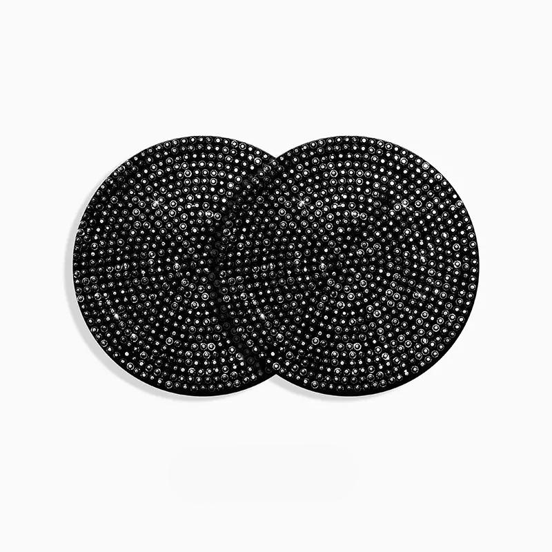 2pcs Cute Bling Car Cup Holder Coaster Mat with Rhinestone for Women Girl Universal Anti Slip Automotive Interior Accessories