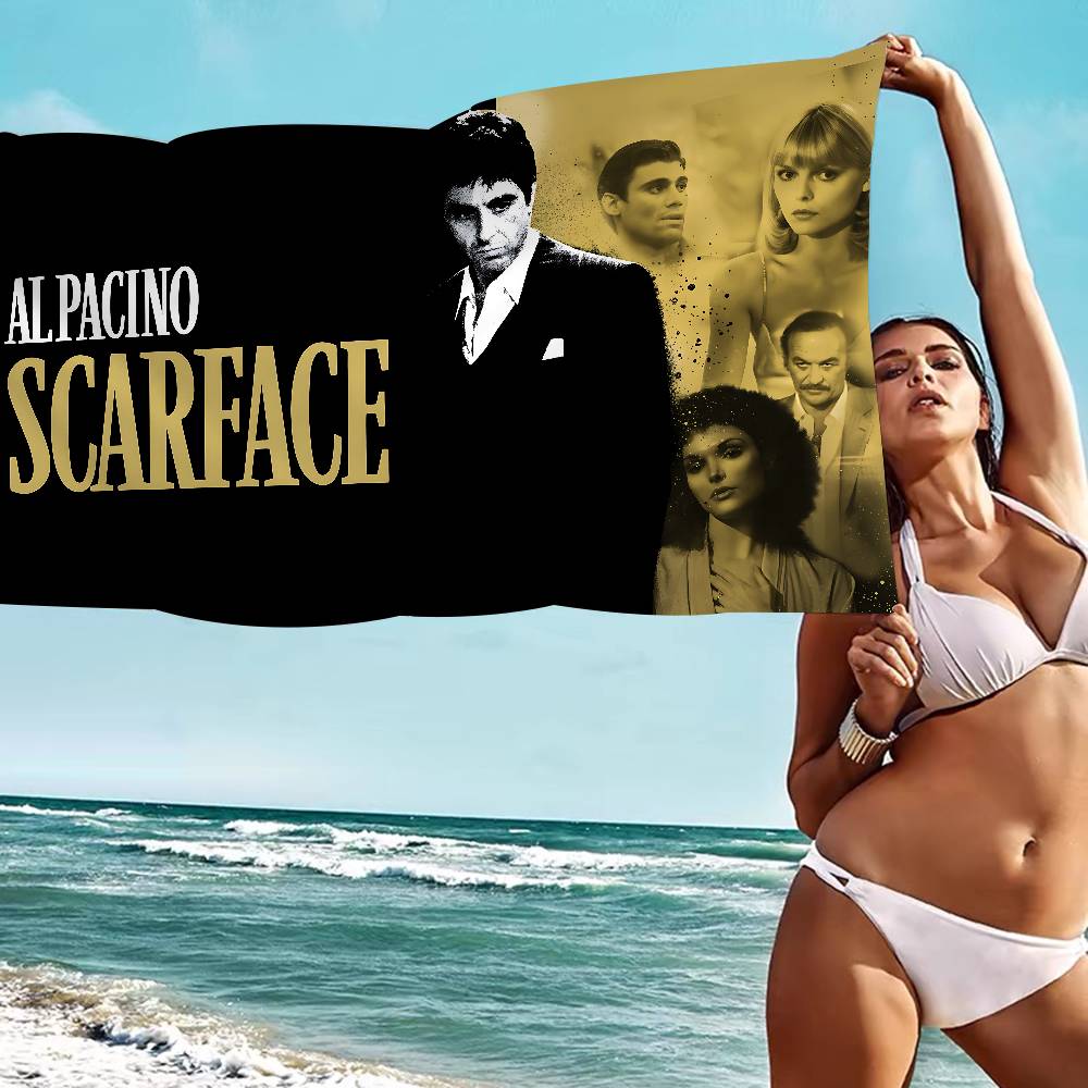 Retro S-Scarface Bath Towel Microfiber Soft Water Absorbing Breathable For Girl Kids Decorative Cartoon Beach Towel