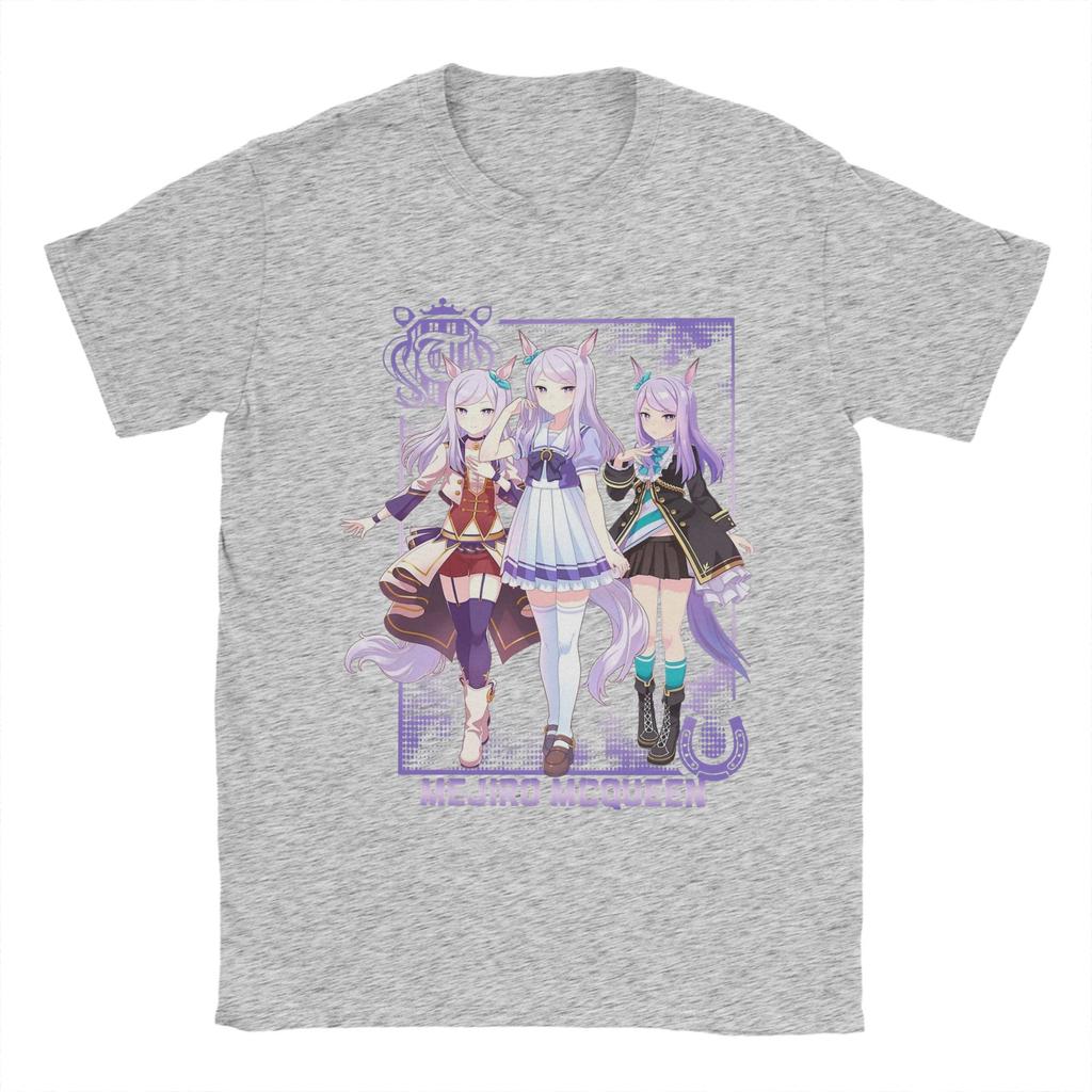 Mejiro McQueen Uma Musume Anime T-Shirts for Men  Vintage Pure Cotton Tees O Neck Short Sleeve T Shirts Graphic Tops