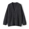 Women's High-End V-Neck Wool Knit Cardigan - Loose Fit, Autumn/Winter Sweater Coat