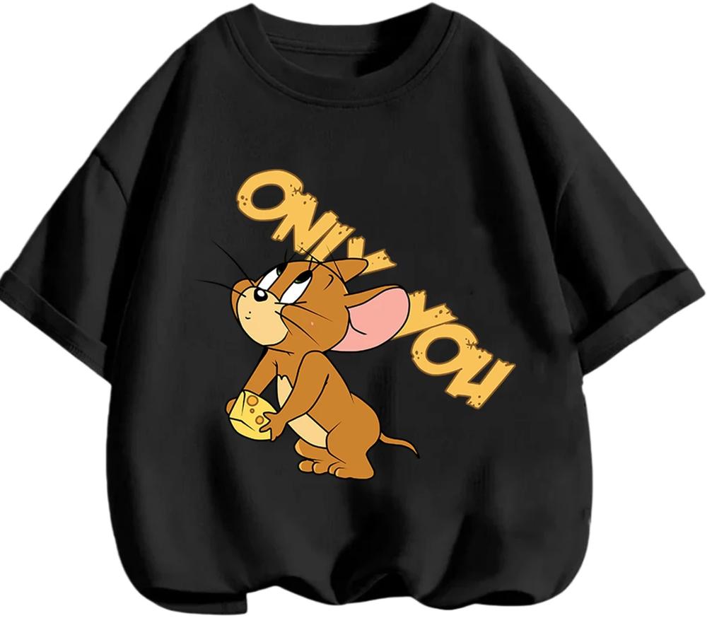 Summer Round Neck T Shirt Cute Kawaii Tom And Jerry Cartoon Print Casual Street Wear Kids Boys Girls 3 14 Years