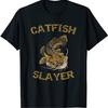 Catfish Slayer Fisherman Fishing TShirt 100 Cotton ONeck Short Sleeve Summer Casual Mens Tshirt Streetwear