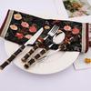 16-Piece Bamboo Handle Silverware Set Stainless Steel Flatware Set Include Spoons Forks Knives and Tea Forks, Cutlery Utensils Serves 4