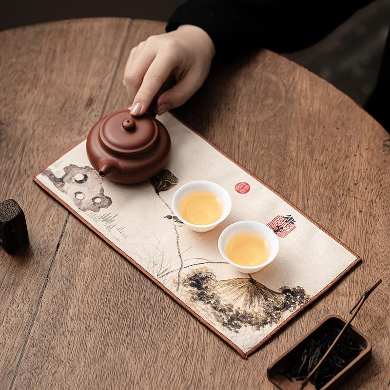 Chinese Style Guochao Creative Rectangular Tea Banquet Thickened Absorbent Tea Towel Kung Fu Tea Ceremony Accessories