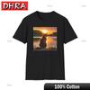 Sunset Cat Unisex Softstyle TShirt Cat Lover Gift Relaxed Fit Tee Nature Artistic Creative Graphic Tee Comfy Abstract Clothing