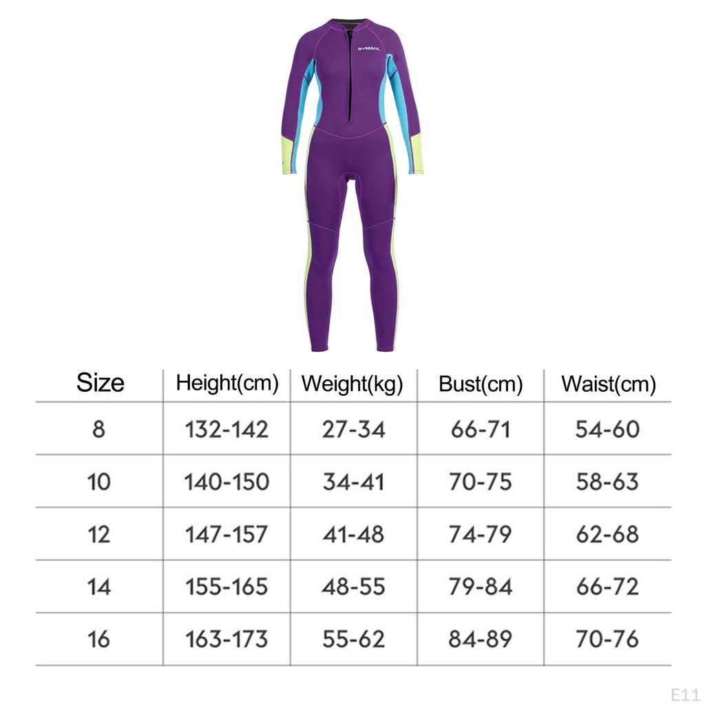 Kids Wetsuit for Boys Girls Youth, 2.5mm Neoprene Front Zip Thermal Full Body Wetsuits Keep Warm