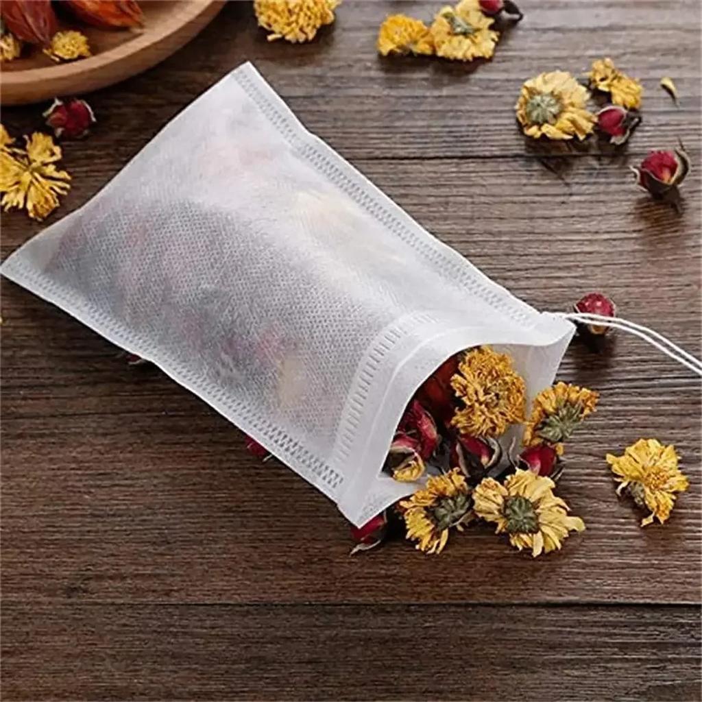 100-500PCS Disposable Tea Bags Filter Paper Non-woven Sealing Teabags with Drawstring Kitchen Teaware Coffee Loose Tea Spice Bag