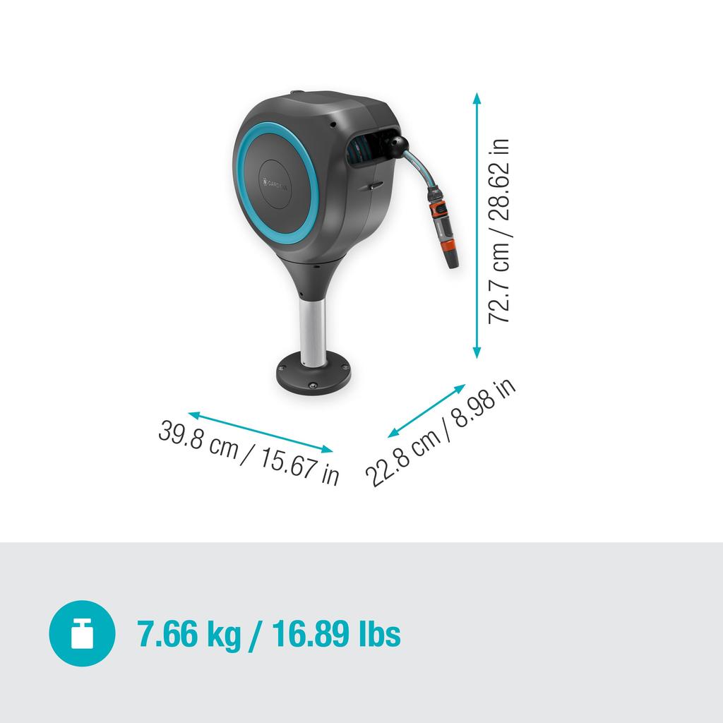 GARDENA Screw Fixed Automatic Winding Hose Box RollUp S 15m Blue Hose Reel 18605-20