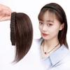 Women's Real Hair Top Head Voluminous Hairpiece Covers White Hair Braided Straight Hair Headband No Bangs
