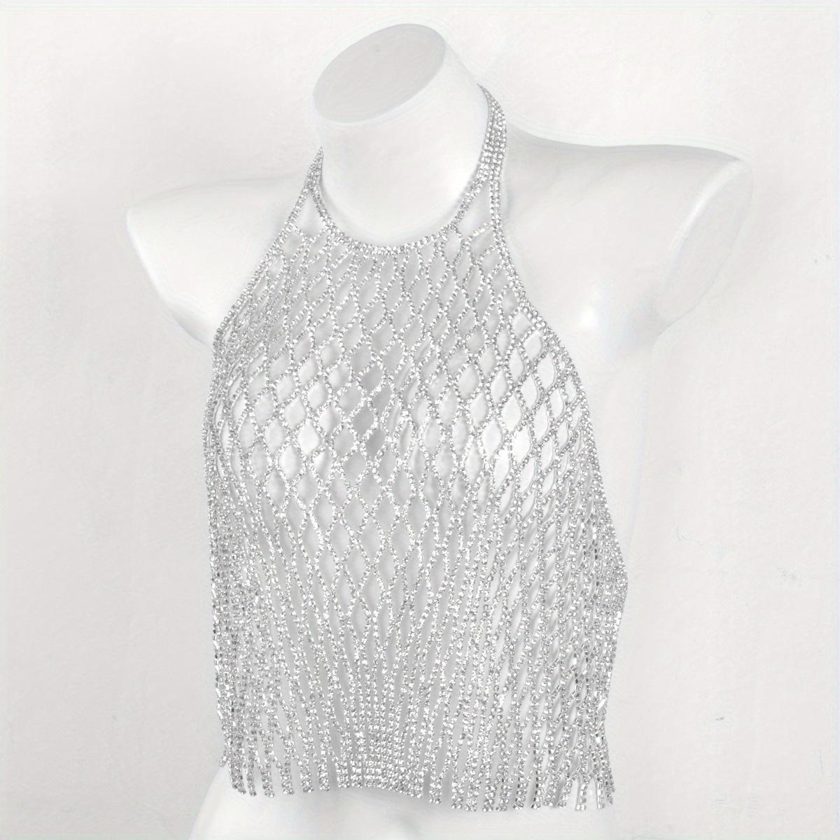 

Преувеличенный ажурный укороченный топ, цепочка для тела, инкрустированная блестящими стразами, сексуальная цепочка для тела, ювелирное украшение, женские вечерние сувениры