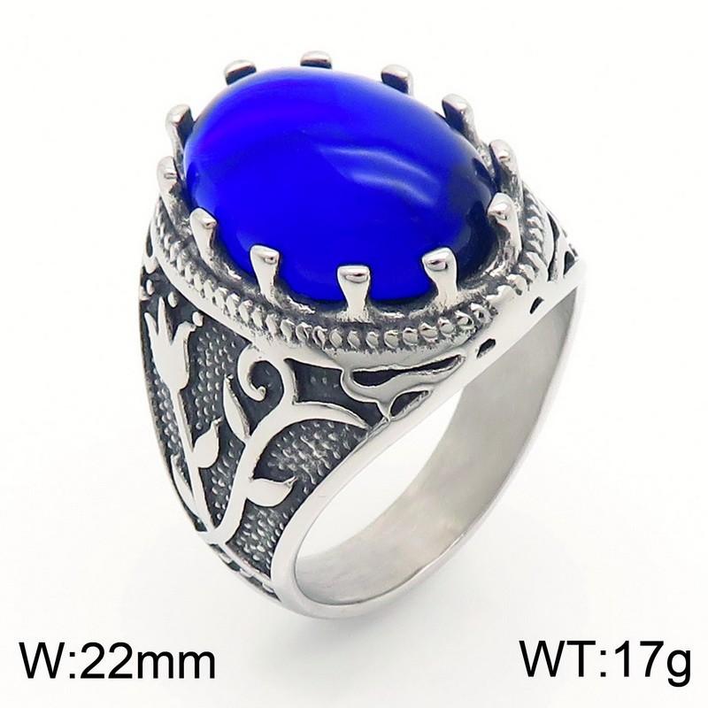 Source Retro Viking Jewelry, Palace Style Luxury Gemstone Engraved Stainless Steel Men'S Ring
