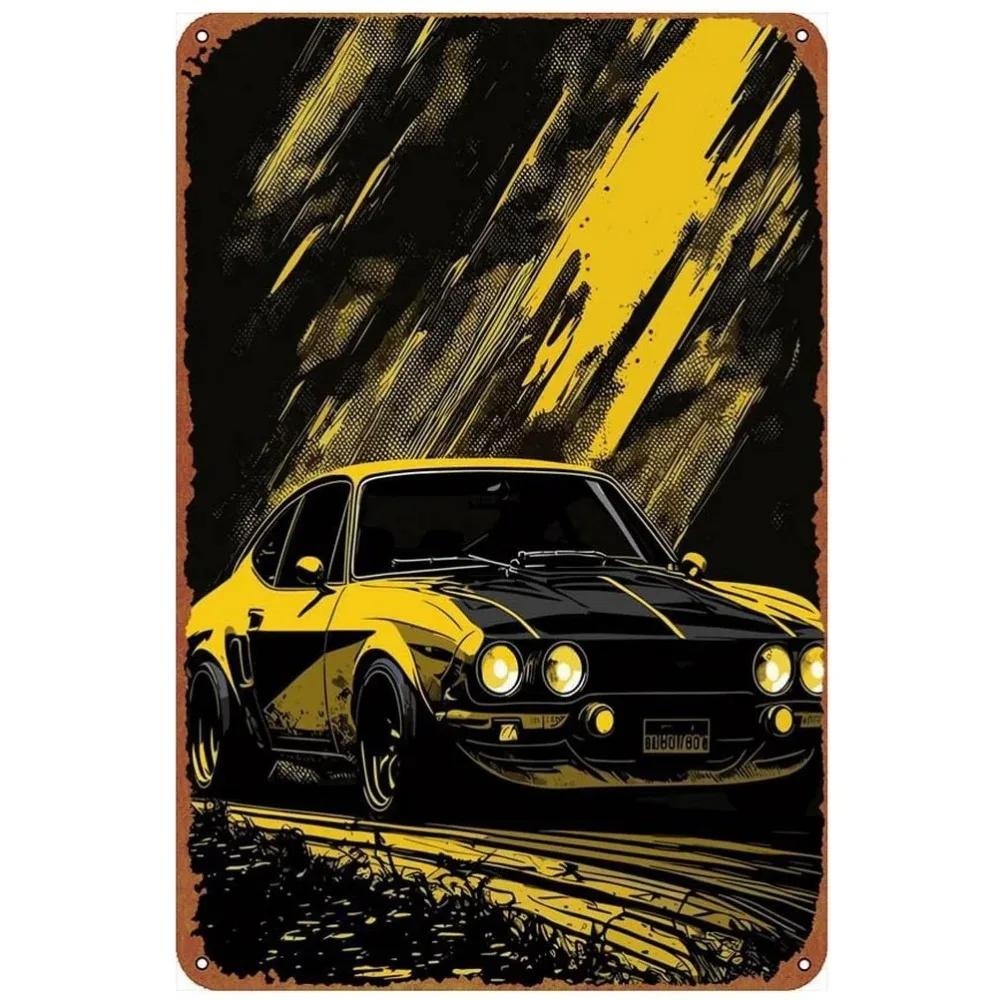 Vintage Classic Car Metal Tin Signs Mustang GT Posters Plate Wall Decor for Garage Bars Man Cave Cafe Clubs Retro Posters