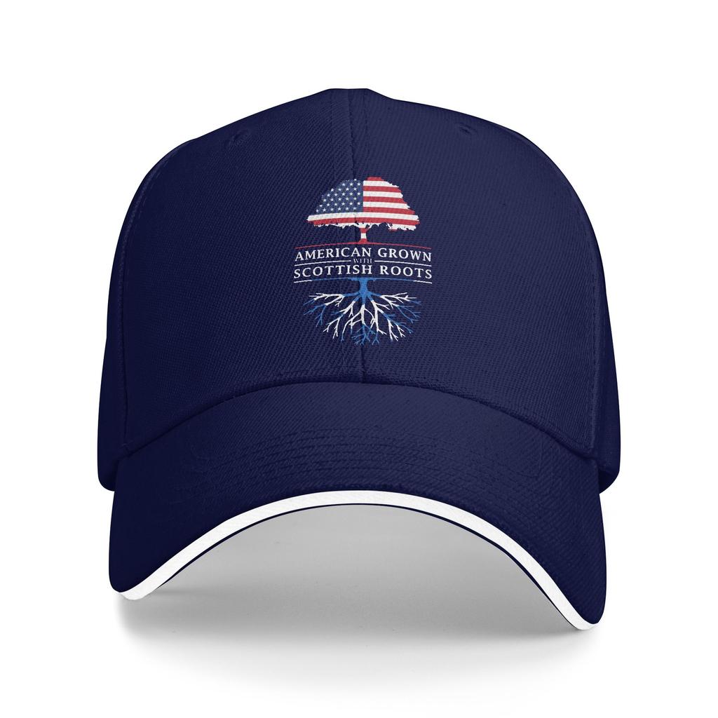 Summer Casual Baseball Cap American Grown with Scottish Roots   Scotland Design Outdoor Sports Hip Hop Hats Unisex Snapback Cap